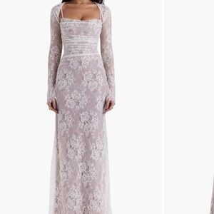 House of CB White Lace Long Sleeve Dress - Artemis